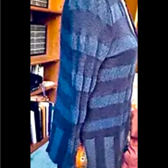 SPLENDID Open Knit PEPLUM Navy & Sea Blue Trapeze Cardigan Sweater, Medium - Picture 6 of 8